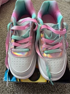 Heelys White Sneakers with Pink and Mint Ombre Laces